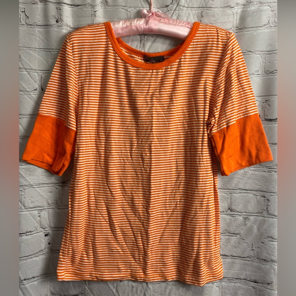 Orange and White Striped, Soft Shirt. Size XL